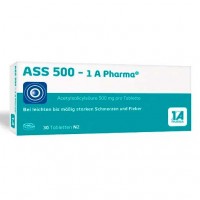 Таблетки от боли и лихорадки с ацетилсалициловой кислотой ASS 500-1A Pharma Tabletten 30 шт 1A Pharma