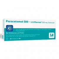 Таблетки болеутоляющие и жаропонижающие с парацетамолом PARACETAMOL 500-1A Pharma Tabletten 20 шт 1A Pharma
