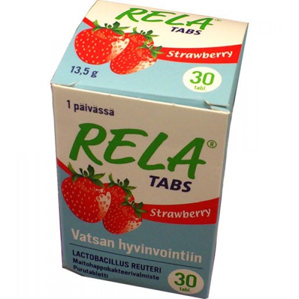 Mолочно-кислые бактерии со вкусом клубники Rela Tabs (жевательные таблетки) 30 таблеток Rela Mолочно-кислые бактерии со вкусом клубники Rela Tabs (жевательные таблетки) 30 таблеток Rela