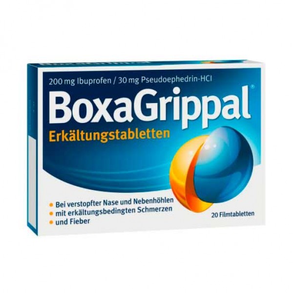 Таблетки от простуды и гриппа BOXAGRIPPAL Erkältungstabletten 200 mg/30 mg FTA 20 шт ANGELINI Pharma Таблетки от простуды и гриппа BOXAGRIPPAL Erkältungstabletten 200 mg/30 mg FTA 20 шт ANGELINI Pharma