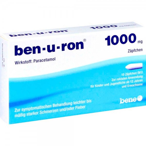 Свечи от боли и лихорадки для детей от 12 лет BEN-U-RON 1000 mg Suppositorien 10 шт BEN-U-RON Свечи от боли и лихорадки для детей от 12 лет BEN-U-RON 1000 mg Suppositorien 10 шт BEN-U-RON