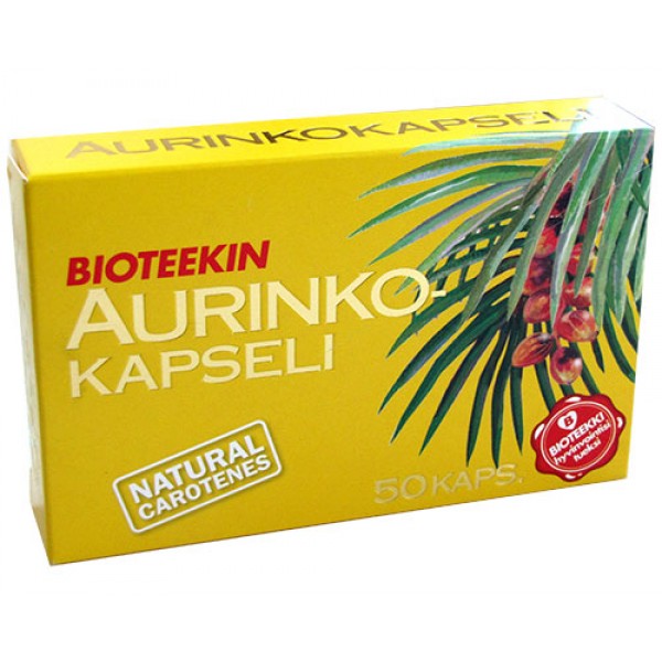 Витамины с пальмовым маслом для защиты от УФ AURINKOKAPSELI 50 капсул Bioteekki Витамины с пальмовым маслом для защиты от УФ AURINKOKAPSELI 50 капсул Bioteekki