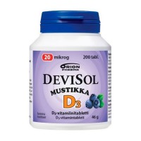 Витамин Д3 со вкусом черники DeviSol Mustikka 20 µg 200 таблеток DeviSol Витамин Д3 со вкусом черники DeviSol Mustikka 20 µg 200 таблеток DeviSol