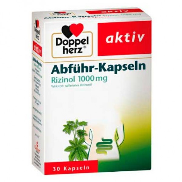 Слабительные капсулы DOPPELHERZ Abführ-Kapseln Rizinol 1.000 mg 30 шт DoppelHerz Слабительные капсулы DOPPELHERZ Abführ-Kapseln Rizinol 1.000 mg 30 шт DoppelHerz