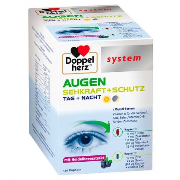 Витамины для глаз DOPPELHERZ Augen Sehkraft+Schutz system Kapseln 120 шт DoppelHerz Витамины для глаз DOPPELHERZ Augen Sehkraft+Schutz system Kapseln 120 шт DoppelHerz