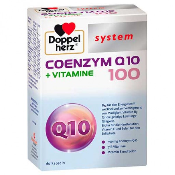 Капсулы с коэнзимом Q10 DOPPELHERZ Coenzym Q10 100+Vitamine system Kapseln 60 шт DoppelHerz Капсулы с коэнзимом Q10 DOPPELHERZ Coenzym Q10 100+Vitamine system Kapseln 60 шт DoppelHerz