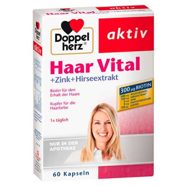 Витамины для волос DOPPELHERZ Haar Vital+Zink+Hirseextrakt Kapseln 60 шт DoppelHerz Витамины для волос DOPPELHERZ Haar Vital+Zink+Hirseextrakt Kapseln 60 шт DoppelHerz
