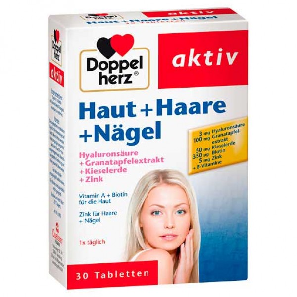 Витамины для волос и ногтей DOPPELHERZ Haut+Haare+Nägel Tabletten 30 шт DoppelHerz Витамины для волос и ногтей DOPPELHERZ Haut+Haare+Nägel Tabletten 30 шт DoppelHerz