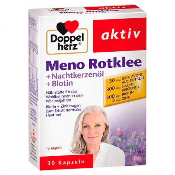 Витамины во время менопаузы DOPPELHERZ Meno Rotklee+Nachtkerzenöl+Biotin Kaps. 30 шт DoppelHerz Витамины во время менопаузы DOPPELHERZ Meno Rotklee+Nachtkerzenöl+Biotin Kaps. 30 шт DoppelHerz