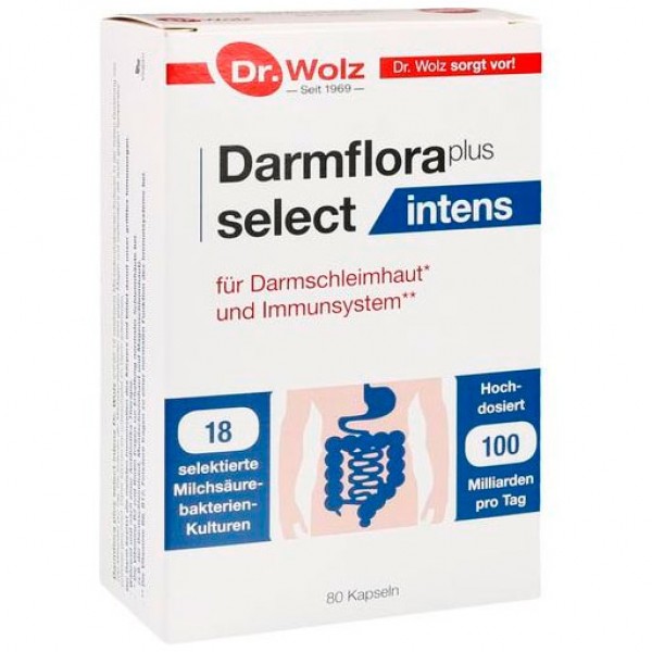 Капсулы для восстановления здоровой кишечной флоры DARMFLORA plus select Kapseln 80 шт Dr.Wolz Капсулы для восстановления здоровой кишечной флоры DARMFLORA plus select Kapseln 80 шт Dr.Wolz