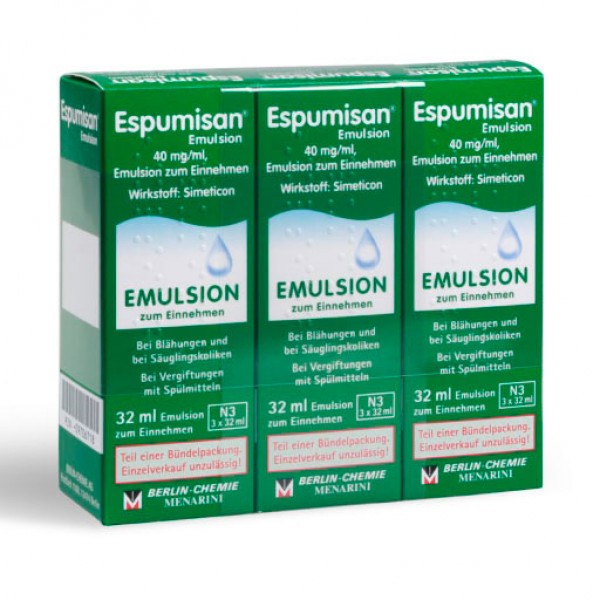 Эмульсия от метеоризма и младенцеских колик ESPUMISAN Emulsion 3 Х 30 мл ESPUMISAN Эмульсия от метеоризма и младенцеских колик ESPUMISAN Emulsion 3 Х 30 мл ESPUMISAN
