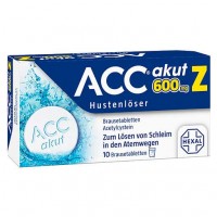 Шипучие таблетки от кашля с цинком ACC akut 600 Z Hustenlöser Brausetabletten 10 шт HEXAL