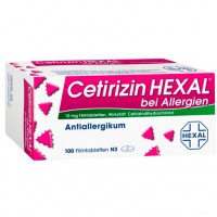Таблетки от аллергии с цетиризин дигидрохлоридом CETIRIZIN HEXAL Filmtabletten bei Allergien 100 шт HEXAL