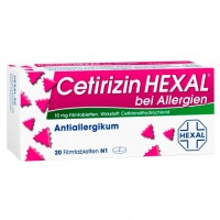 Таблетки от аллергии с цетиризин дигидрохлоридом CETIRIZIN HEXAL Filmtabletten bei Allergien 20 шт HEXAL