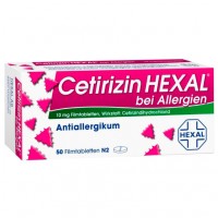 Таблетки от аллергии с цетиризин дигидрохлоридом CETIRIZIN HEXAL Filmtabletten bei Allergien 50 шт HEXAL