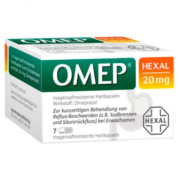 Капсулы для понижения кислотности в желудке OMEP HEXAL 20 mg magensaftresistente Hartkapseln 7 шт HEXAL Капсулы для понижения кислотности в желудке OMEP HEXAL 20 mg magensaftresistente Hartkapseln 7 шт HEXAL