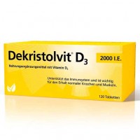 Таблетки с витамином Д3 DEKRISTOLVIT D3 2. 000 I. E. Tabletten 120 шт Hubner Таблетки с витамином Д3 DEKRISTOLVIT D3 2. 000 I. E. Tabletten 120 шт Hubner