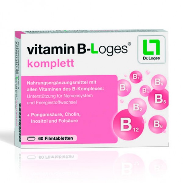 Комплекс витамина B VITAMIN B-LOGES komplett Filmtabletten 60 таблеток Loges Комплекс витамина B VITAMIN B-LOGES komplett Filmtabletten 60 таблеток Loges