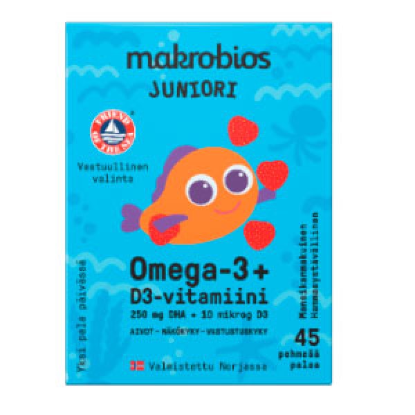 Рыбий жир для детей Juniori Omega-3 + D3 45 капсул Makrobios Рыбий жир для детей Juniori Omega-3 + D3 45 капсул Makrobios