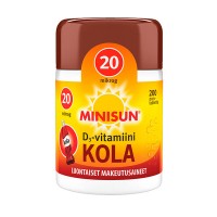 Витамин Д со вкусом колы Minisun Kola D3-vitamiini 20 µg жевательные таблетка 200 шт Minisun Витамин Д со вкусом колы Minisun Kola D3-vitamiini 20 µg жевательные таблетка 200 шт Minisun