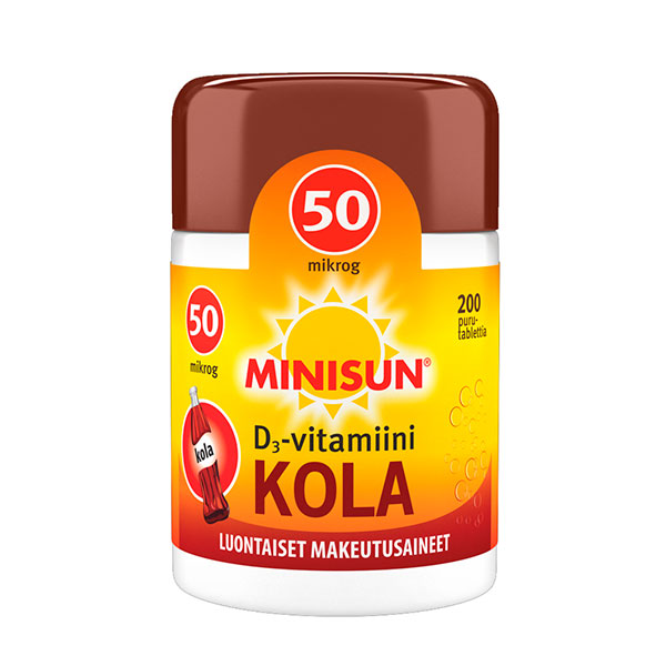 Витамин Д со вкусом колы Minisun Kola D3-vitamiini 50 µg жевательные таблетка 200 шт Minisun Витамин Д со вкусом колы Minisun Kola D3-vitamiini 50 µg жевательные таблетка 200 шт Minisun