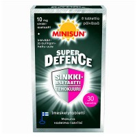 Витамин с цинком Minisun Super Defence Sinkki-asetaatti tehokuuri - Vadelma-lakritsi 30 таблеток Minisun