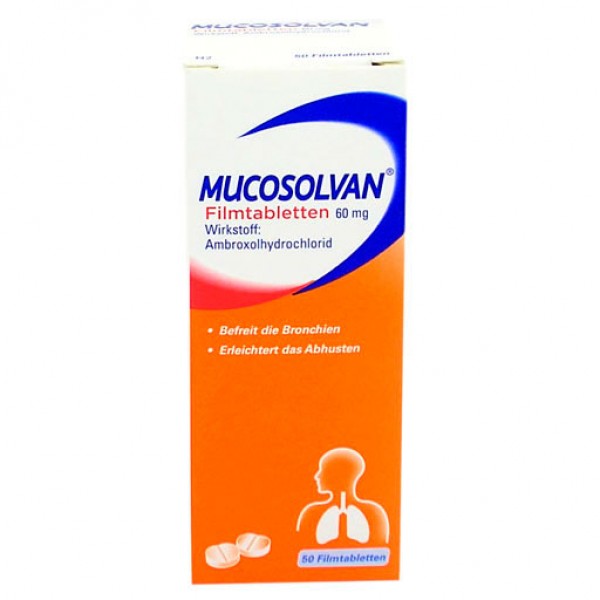 Таблетки Лазолван от кашля MUCOSOLVAN Filmtabletten 60 mg 50 шт MUCOSOLVAN Таблетки Лазолван от кашля MUCOSOLVAN Filmtabletten 60 mg 50 шт MUCOSOLVAN