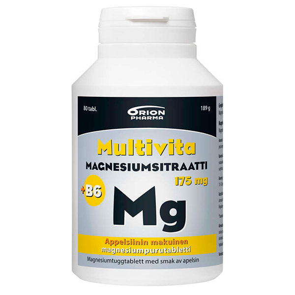 Витамины с магнием апельсиновые Multivita Magnesiumsitraatti + B6 Appelsiini жевательные таблетки 80 шт MultiVita Витамины с магнием апельсиновые Multivita Magnesiumsitraatti + B6 Appelsiini жевательные таблетки 80 шт MultiVita