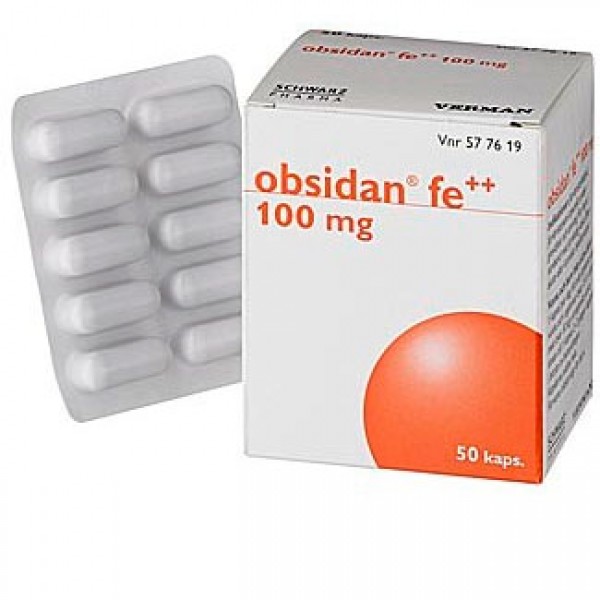 Витамины с железом OBSIDAN FE++ 100 MG KOVA 50 капсул UCB Витамины с железом OBSIDAN FE++ 100 MG KOVA 50 капсул UCB