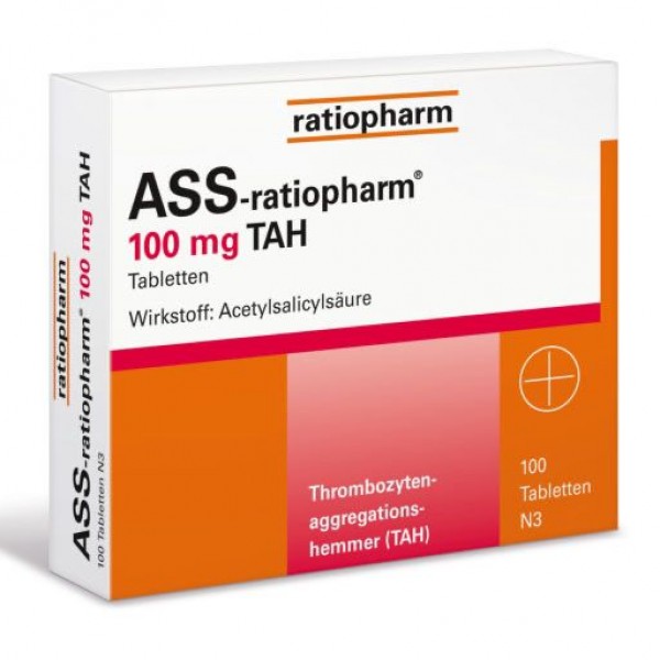 Таблетки для разжижение крови ASS-ratiopharm 100 mg TAH Tabletten 100 шт RatioPharm Таблетки для разжижение крови ASS-ratiopharm 100 mg TAH Tabletten 100 шт RatioPharm