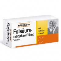 При дефиците фолиевой кислоты FOLSÄURE-RATIOPHARM 5 mg Tabletten 100 шт RatioPharm При дефиците фолиевой кислоты FOLSÄURE-RATIOPHARM 5 mg Tabletten 100 шт RatioPharm