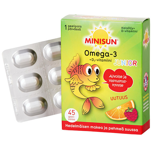 Рыбий жир детский в капсулах OMEGA-3 + D3 JUNIOR 45 шт Minisun Рыбий жир детский в капсулах OMEGA-3 + D3 JUNIOR 45 шт Minisun