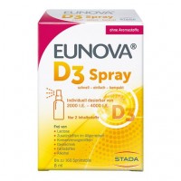 Спрей с витамином Д3 EUNOVA Vitamin D3 2000 I.E. Spray 8 мл Stada Спрей с витамином Д3 EUNOVA Vitamin D3 2000 I.E. Spray 8 мл Stada