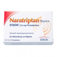 Таблетки от мигрени NARATRIPTAN Migräne STADA 2,5 mg Filmtabletten 2 шт Stada Таблетки от мигрени NARATRIPTAN Migräne STADA 2,5 mg Filmtabletten 2 шт Stada