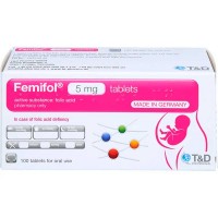 Таблетки с фолиевой кислотой FEMIFOL 5 mg Tabletten 100 шт T & D Pharma Таблетки с фолиевой кислотой FEMIFOL 5 mg Tabletten 100 шт T & D Pharma