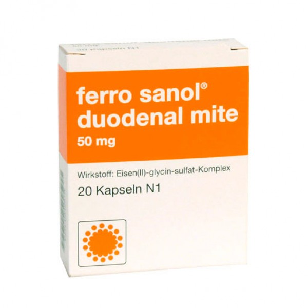 Капсулы при дефиците железа FERRO SANOL duodenal mite 50 mg magensaftr. Hartk. 20 шт UCB Капсулы при дефиците железа FERRO SANOL duodenal mite 50 mg magensaftr. Hartk. 20 шт UCB
