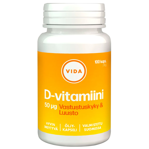 Витамин Д D3-vitamiini 50 мкг 100 капсул Vida Витамин Д D3-vitamiini 50 мкг 100 капсул Vida