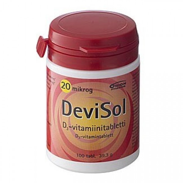 Витамины D3 20 мкг D3-Vitamiini 100 таблеток Devisol Витамины D3 20 мкг D3-Vitamiini 100 таблеток Devisol