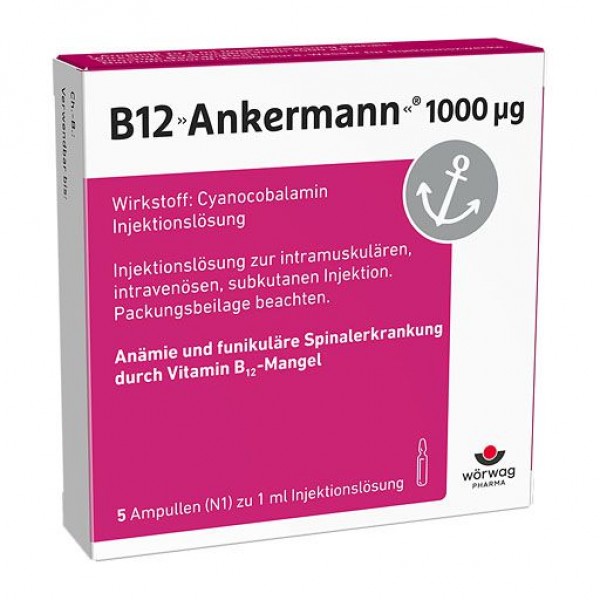 Витамин B12 в ампулах ANKERMANN 1.000 μg Ampullen 10X1 мл Worwag Витамин B12 в ампулах ANKERMANN 1.000 μg Ampullen 10X1 мл Worwag