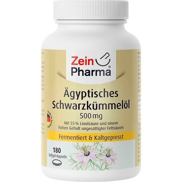 ЕГИПЕТСКОЕ масло из черного тмина ÄGYPTISCHES Schwarzkümmelöl Kapseln 500 mg 180 капсул Zein Pharma ЕГИПЕТСКОЕ масло из черного тмина ÄGYPTISCHES Schwarzkümmelöl Kapseln 500 mg 180 капсул Zein Pharma