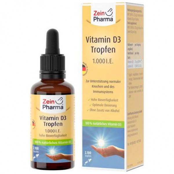 Витамин Д3 в каплях VITAMIN D3 1.000 I. E. TROPFEN 50 мл Zein Pharma Витамин Д3 в каплях VITAMIN D3 1.000 I. E. TROPFEN 50 мл Zein Pharma